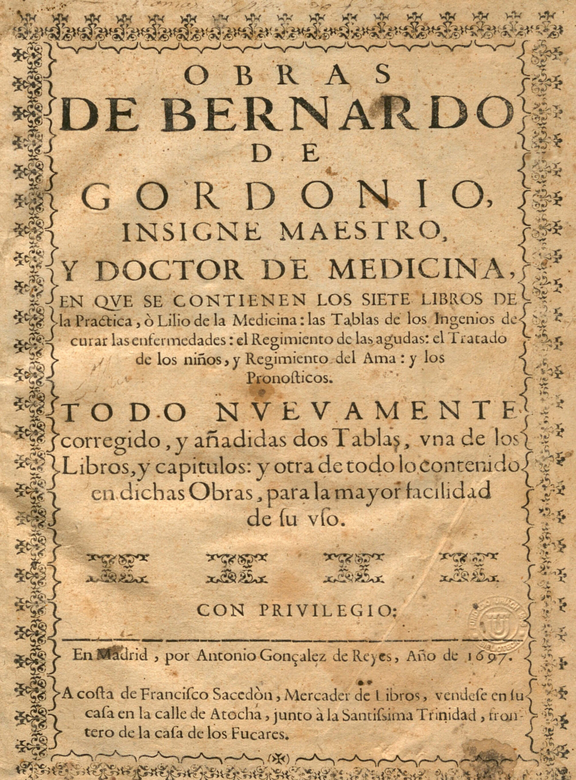 Obras de Bernardo de Gordonio